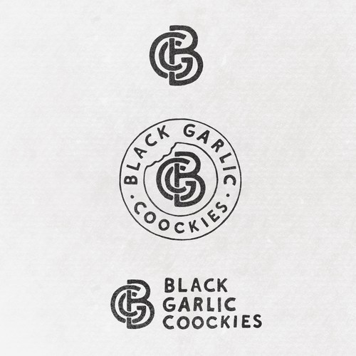Combination logo with the title 'Monogram logo design for BLACK GARLIC COOCKIES'