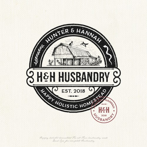 Stamp logo with the title 'H&H Husbandry farm'