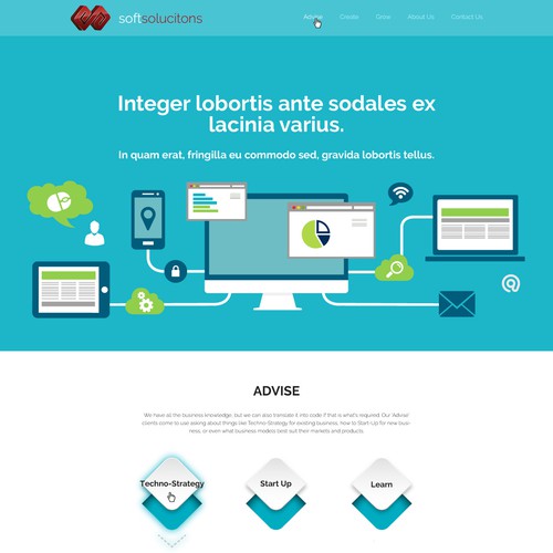 Development website with the title 'SoftSolutions'