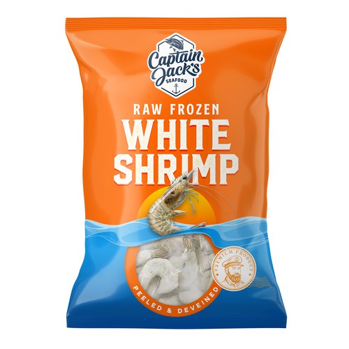 Packaging with the title 'Packaging design for a frozen seafood product'