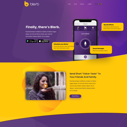 Landing page website with the title 'mobile app landing page'