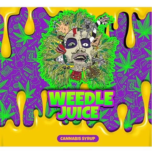 Cannabis label with the title 'Nickelodeon-Themed Cannabis Syrup Label Design'