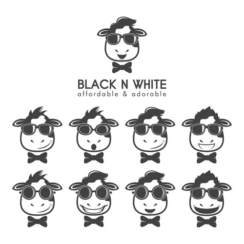 Kid's clothing logo with the title 'Black n White logo with cow theme'