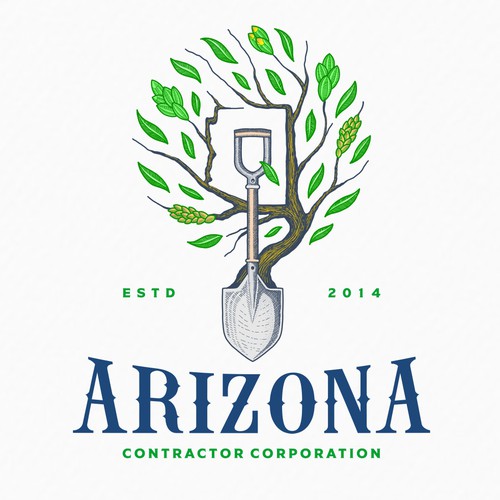 Shovel design with the title 'Shovel Arizona Farm logo designs'