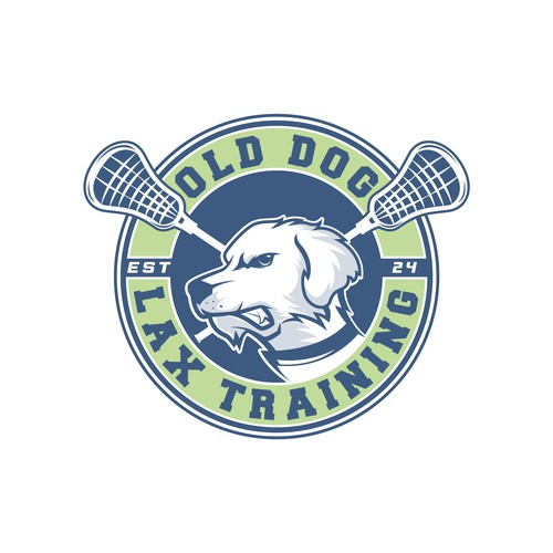 Golden retriever logo with the title 'Old Dog Lax Training'