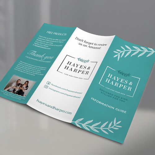 Sofa design with the title 'Brochure  for Hayes and Harper Foam Sofa'