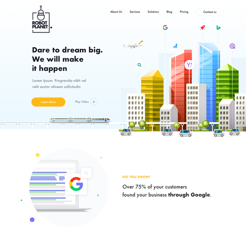 Marketing website with the title 'Digital agency webdesign'