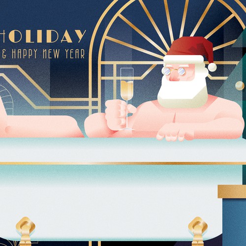 Christmas artwork with the title 'christmas postcard illustration'