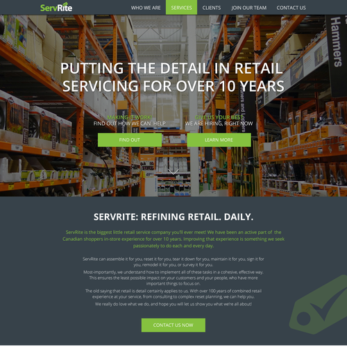 Service website with the title 'ServRite'