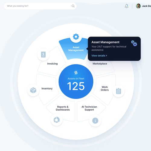 Dashboard website with the title ' Modern fleet maintenance management software'
