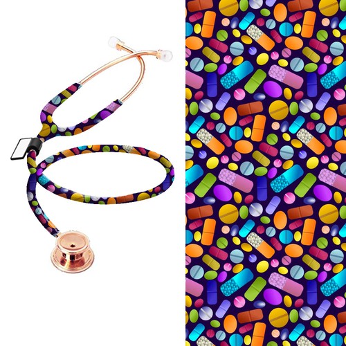 Medical artwork with the title 'Stethoscope Tubing Pattern'