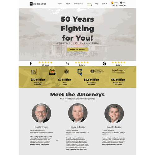 Gold website with the title 'Web design for Las Vegas law firm'