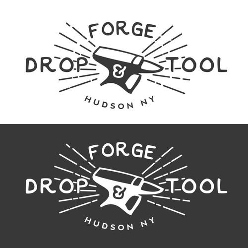 Forge design with the title 'Create an eye catching logo for an arts organization with an industrial name: Drop Forge & Tool!'