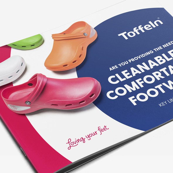 Footwear design with the title 'Covers and Intro pages for Toffeln footwear 2020 Catalog'