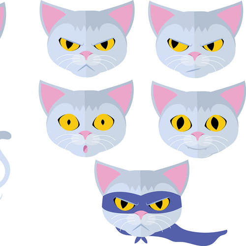 Superhero artwork with the title 'Cat character design.'