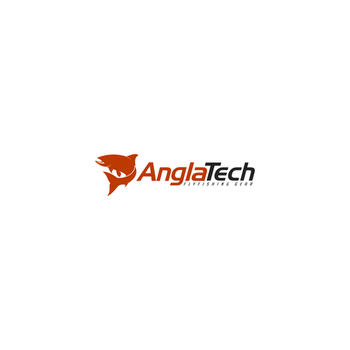 Fly fishing design with the title 'Logo For AnglaTech Fly Fishing Tackle'