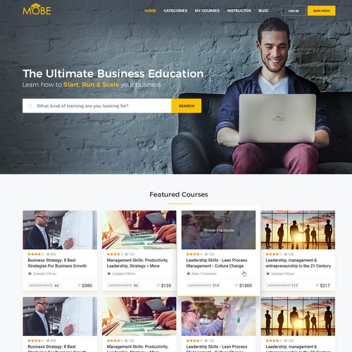 Sleek website with the title 'Website for online trainings'