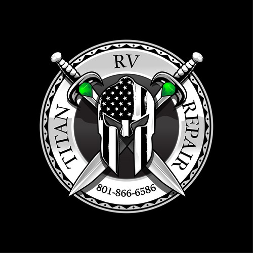 Helmet logo with the title 'Titan RV Repair Logo'
