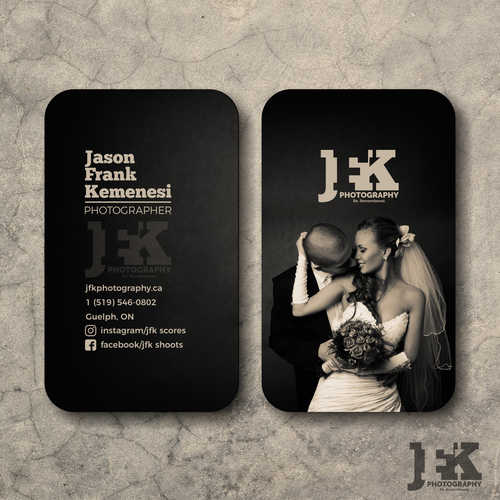 Watermark design with the title 'JFK - Logo and business cards for a photographer'