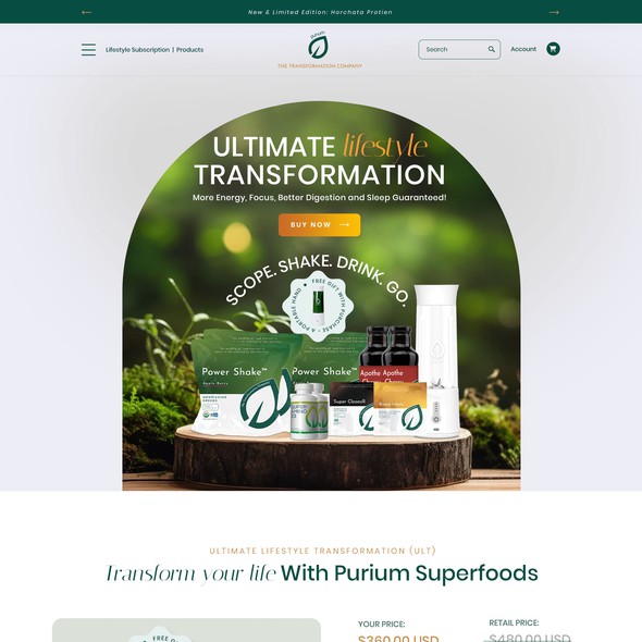 Website with the title 'Design a Modern Web Page for a Superfoods Company'