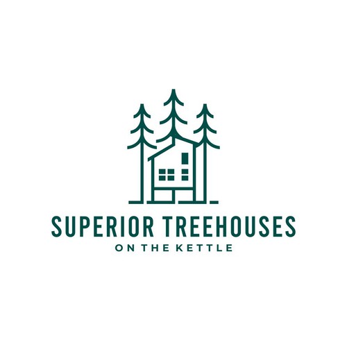 Fir tree logo with the title 'Logo Design for Superior Treehouses - On The Kettle'