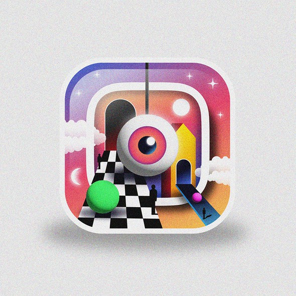 App illustration with the title 'Reimagine famous brands in a Surrealist style '