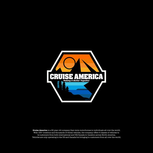 Black background logo with the title 'Cruise America'