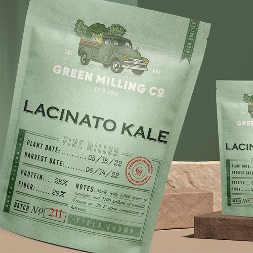 Vegan packaging with the title 'Logo and pouch design'