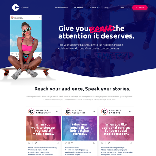 Cool website with the title 'Social Media/Influencer Marketing website'