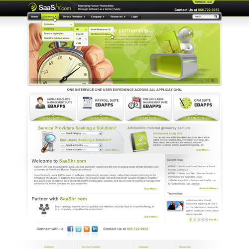 SaaS website with the title 'Cutting Edge Web Design for Software Technology Company'