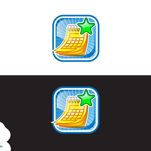 Calendar logo with the title 'Design our very first iPhone app (iRewardChart) logo.'