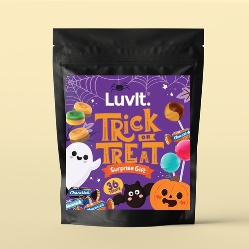 Candy design with the title 'Trick or Treat Candy Pack'