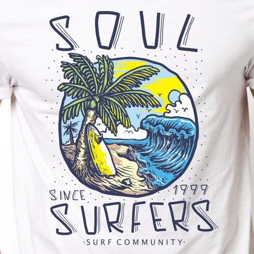 Fashion t-shirt with the title 'Soul surfers'