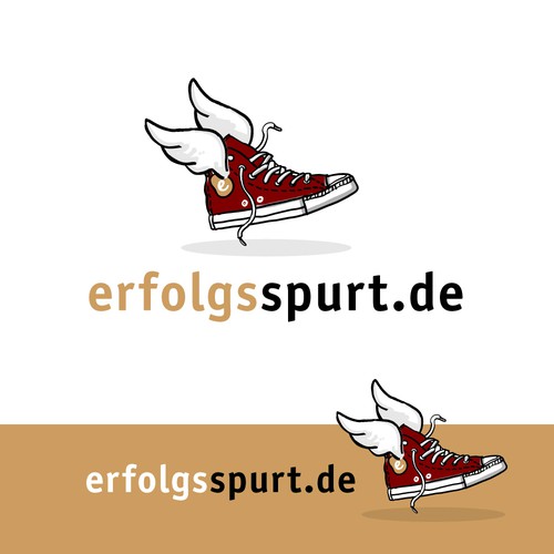 running shoe with wings symbol