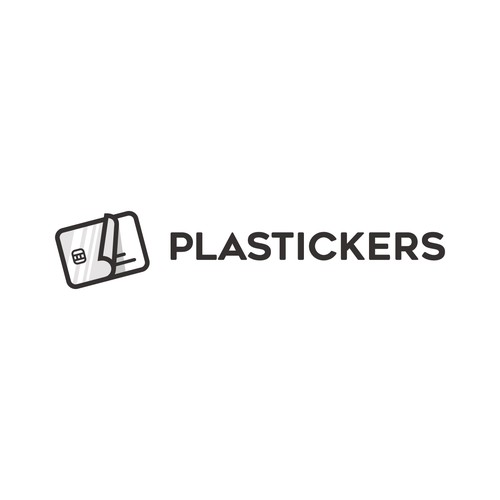 Card logo with the title 'Plastickers logo concept'