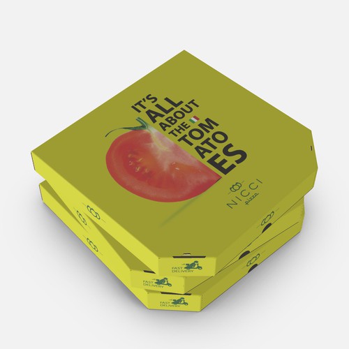 Pizza box design with the title 'NICCI PIZZA BOX'