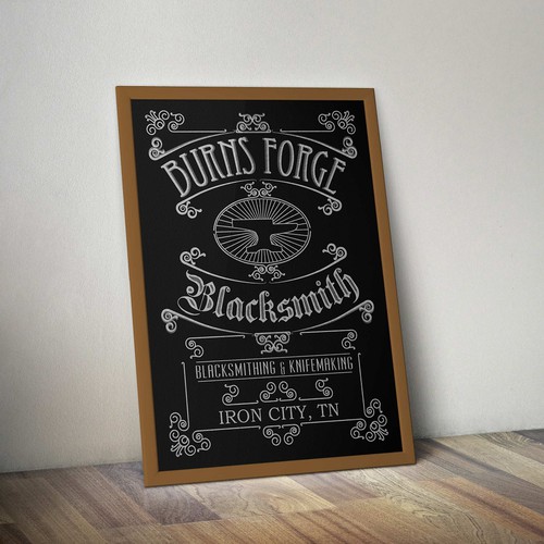 Chalkboard design with the title 'Vintage 800's signage design for blacksmith'