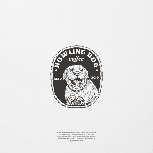 Coffee shop design with the title 'Howling Dog Coffee'