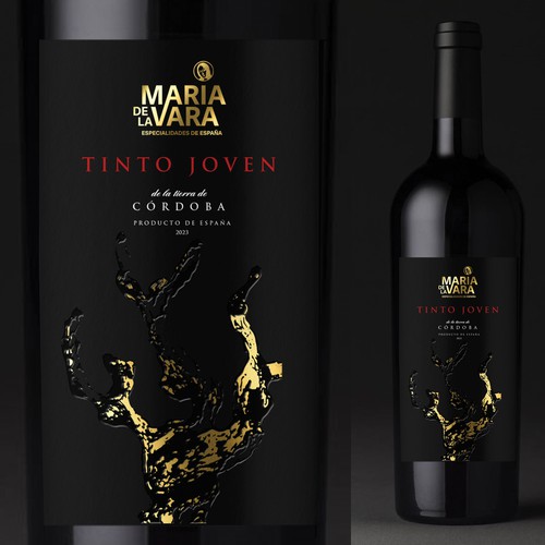 Red wine label with the title 'Wine label design'