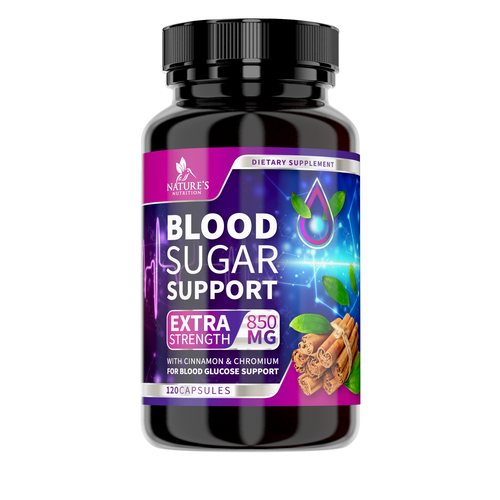 Medical label with the title 'Blood sugar supplement design'