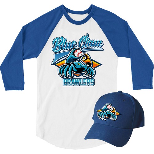 Crab logo with the title 'blue crab holding baseball'