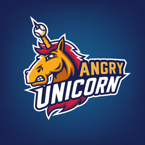 Unicorn logo with the title 'Angry unicorn logo'