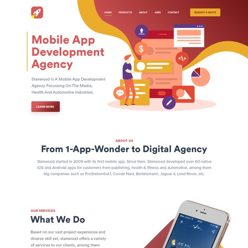 Development website with the title 'Mobile Apps development website design'