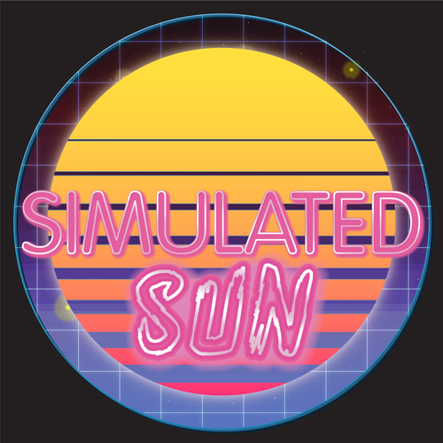 80s logo with the title 'logo design for the band "Simulated Sun"'