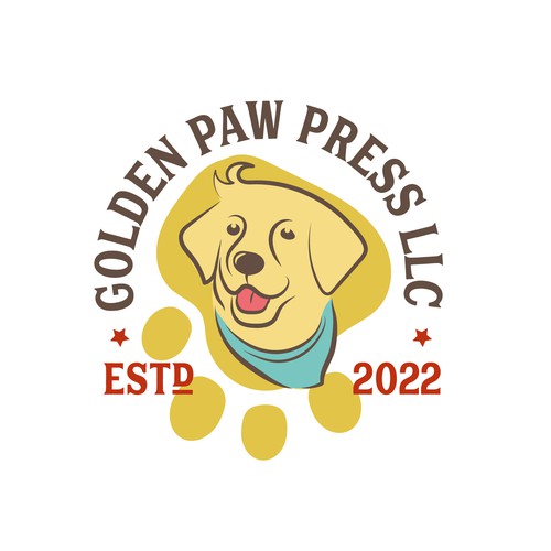 Pet brand with the title 'Logo:  Golden Retriever mascot for a t-shirt company'