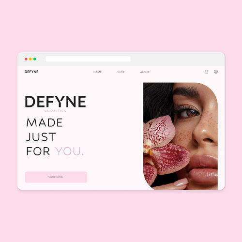 Pink website with the title 'Mininimal Website for Defyne'