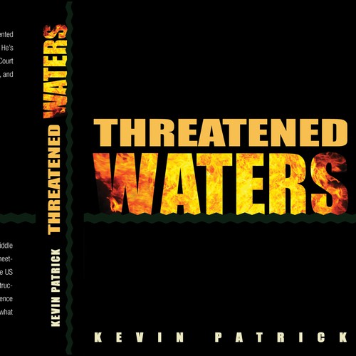 Terror design with the title 'Book cover design for the roman Threatened Waters'