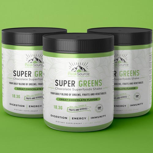 Protein label with the title 'Super Greens'