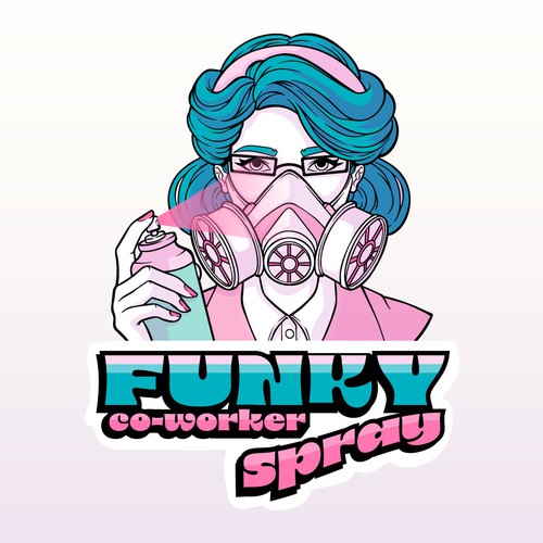 Illustrated logo with the title 'Spray logo concept'