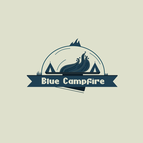 Easy to draw logo with the title 'Blue Campfire Logo'